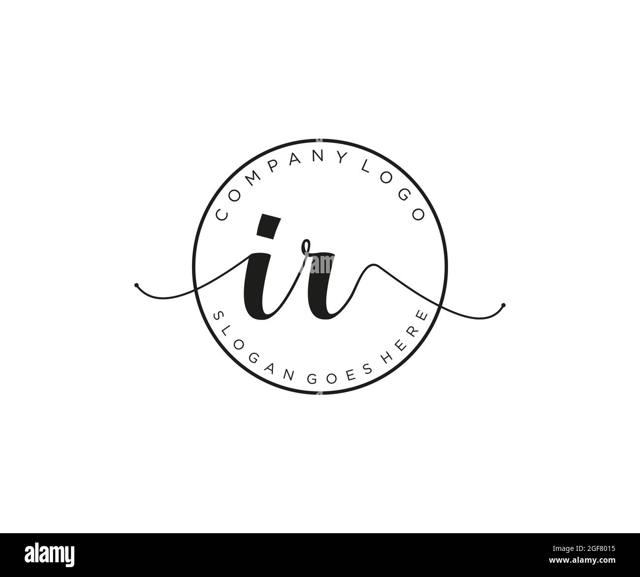 Monogramma di bellezza con logo IR Femminile e design elegante con logo, logo scritto a mano della firma iniziale, matrimonio, moda, floreale e botanico con creatività Illustrazione Vettoriale
