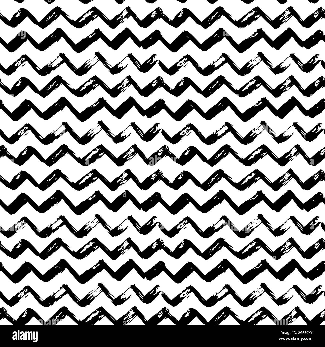 Pennelli tratti geometrici motivo senza giunture. Linee disegnate a mano astratte, disegno di texture grunge. Pennellate di vernice nera asciutta su sfondo bianco Illustrazione Vettoriale