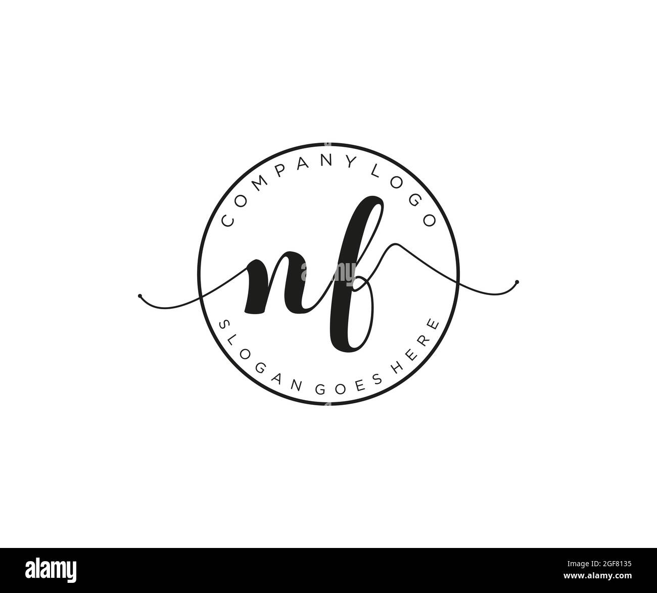 NF monogramma di bellezza del logo femminile e design elegante del logo, logo di scrittura a mano della firma iniziale, matrimonio, moda, floreale e botanico con creativo Illustrazione Vettoriale