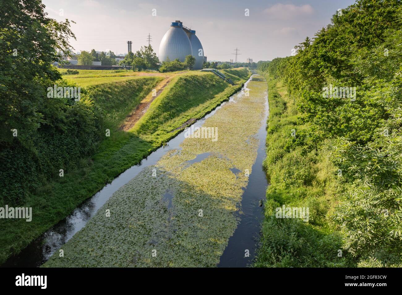 Impianto di trattamento delle acque reflue del fiume Emscher a Dortmund Foto Stock