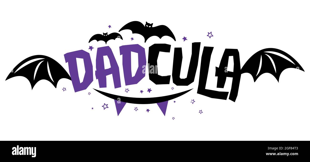 Dadcola (Dad Dracula) - citazione di Halloween su sfondo bianco. Divertente scherzo pun. Ideale per t-shirt, tazza, costume, regalo, stampatrice di Halloween. Vacanza q Illustrazione Vettoriale