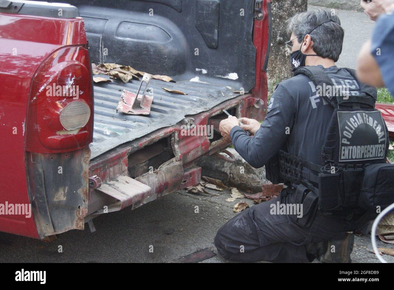 24 agosto 2021, Rio de Janeiro, Rio de Janeiro, Brasile: (INT) la polizia federale brasiliana ha lanciato l’operazione Ã¢â‚¬Å“TamoiosÃ¢â‚¬Â per combattere il traffico internazionale di droga a Rio de Janeiro. 24 agosto 2021, Rio de Janeiro, Brasile: La polizia federale brasiliana ha lanciato Ã¢â‚¬Å“operazione TAMOIOSÃ¢â‚¬Â volta a combattere il traffico internazionale di droga, con particolare attenzione al modale marittimo. Nell'inchiesta, durata circa due anni e con il sostegno dell'autorità portuale di Rio de Janeiro ed Espirito Santo, è stato possibile aggiungere oltre 200 kg di cloridrato di cocaina, 14 luxur Foto Stock