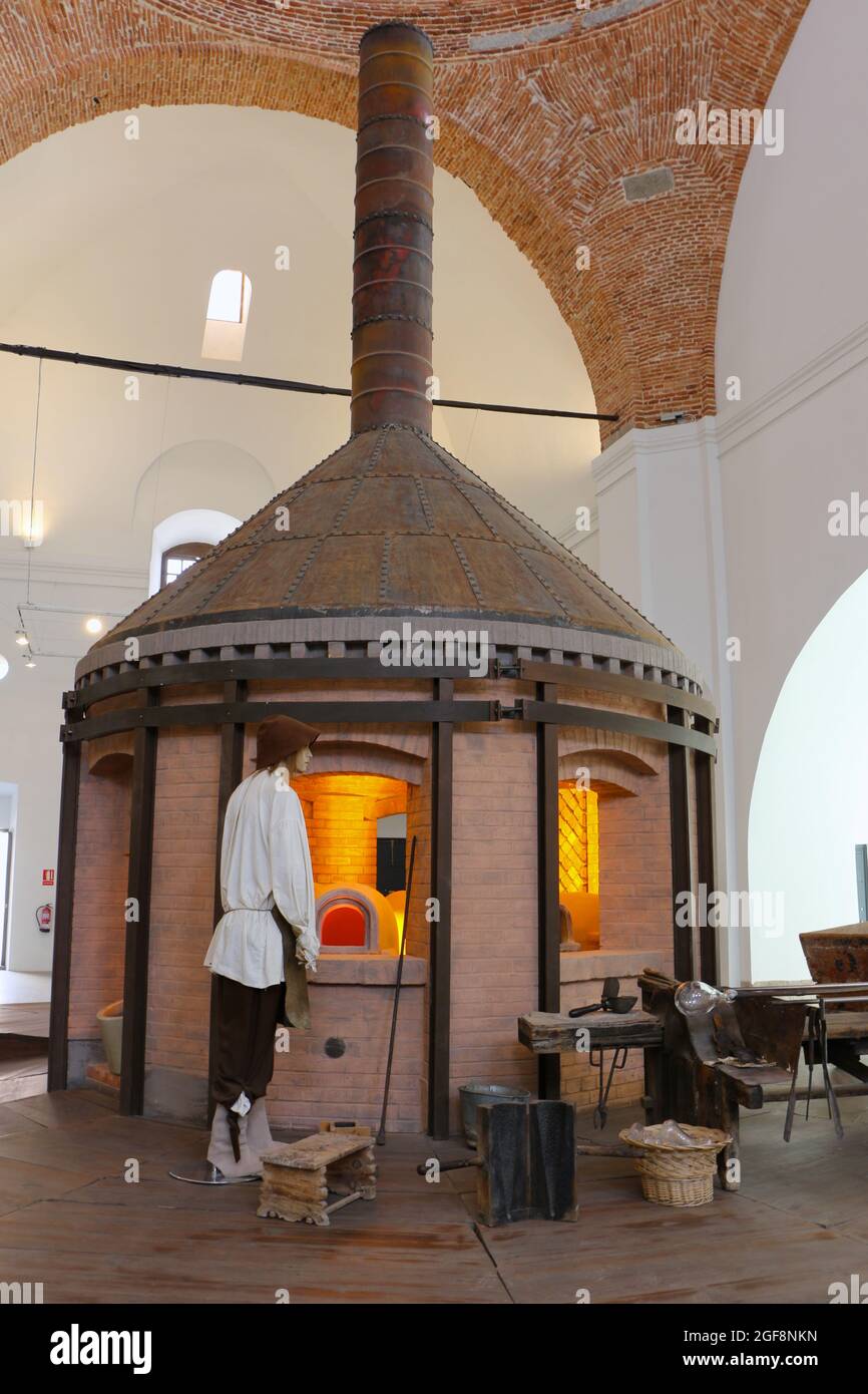 Mostra di forno Museo del vetro Royal Glass Factory di la Granja Real Sitio de San Ildefonso Segovia Castiglia e Leon Spagna Foto Stock
