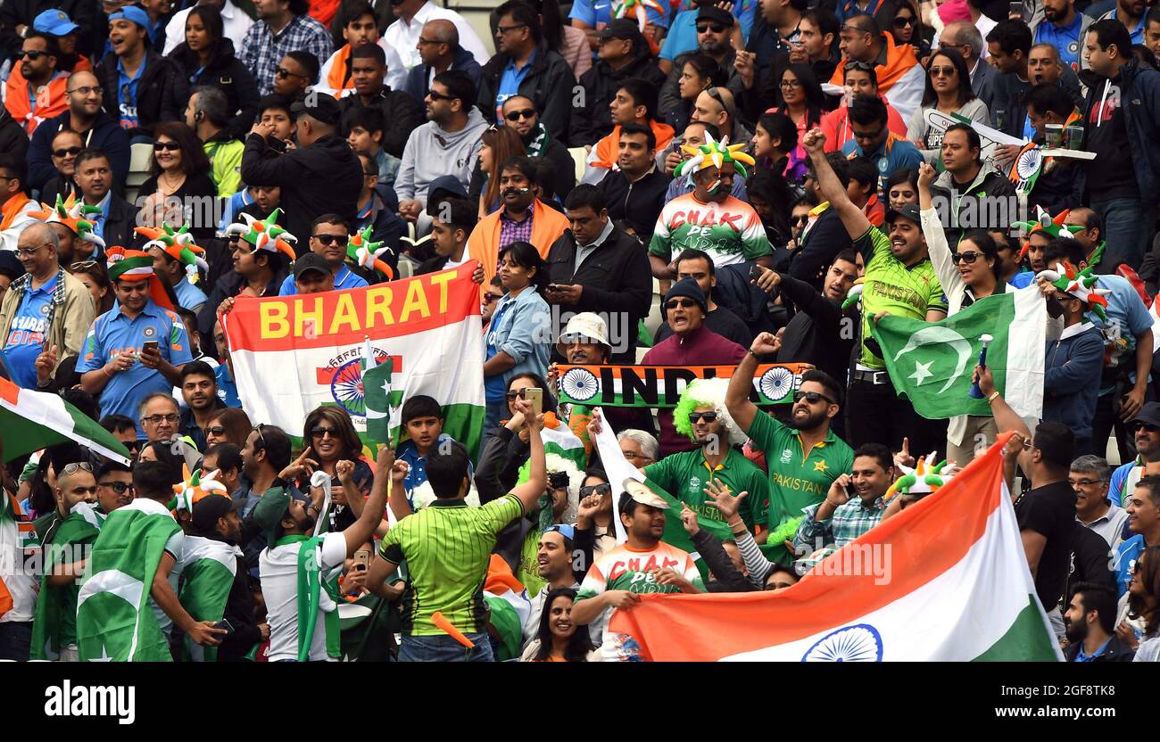 Indian cricket sostenitore tifosi India / Pakistan ICC Champions Trophy Foto Stock