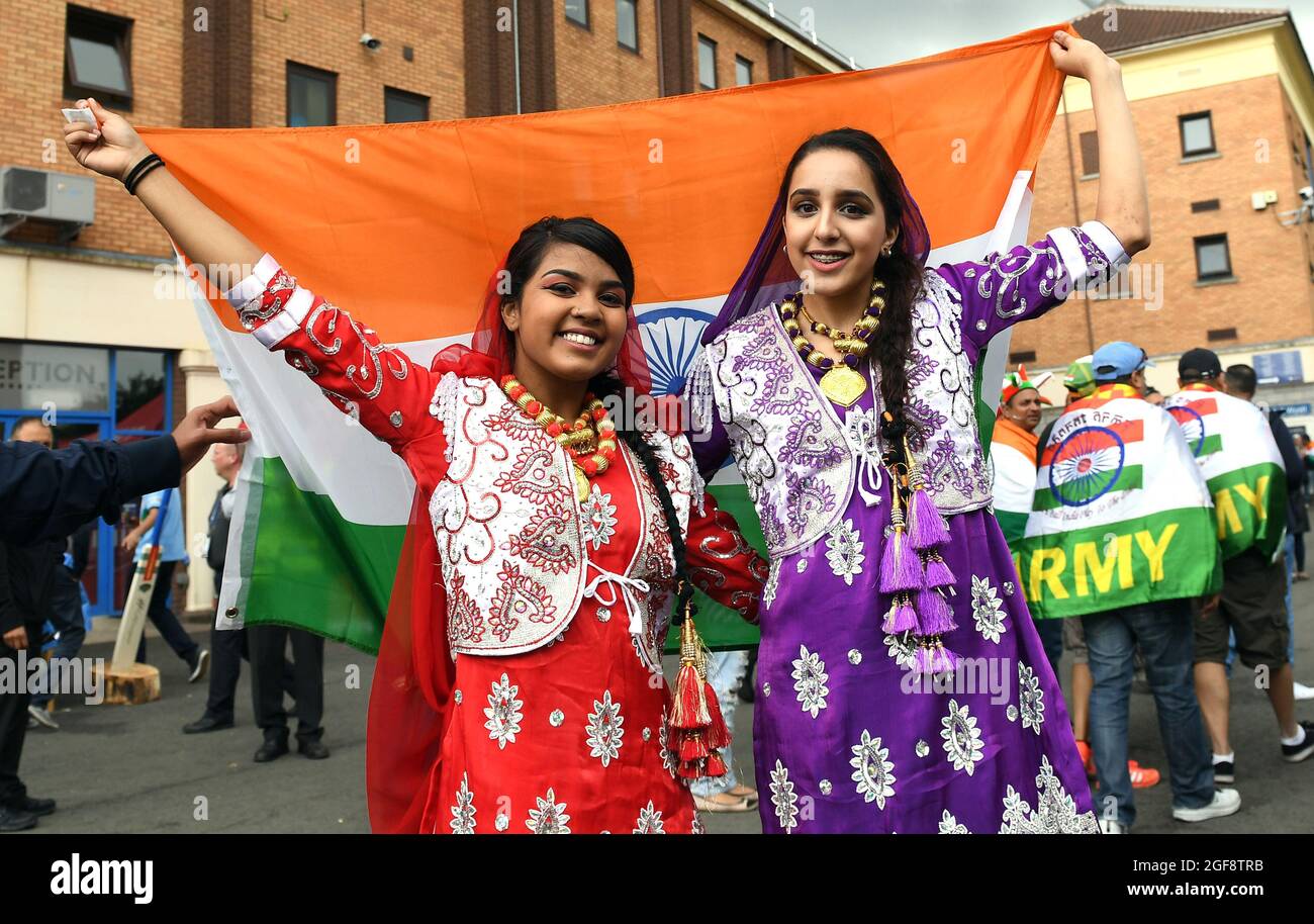 Tifosi indiani cricket tifosi India / Pakistan ICC Champions Trophy Foto Stock