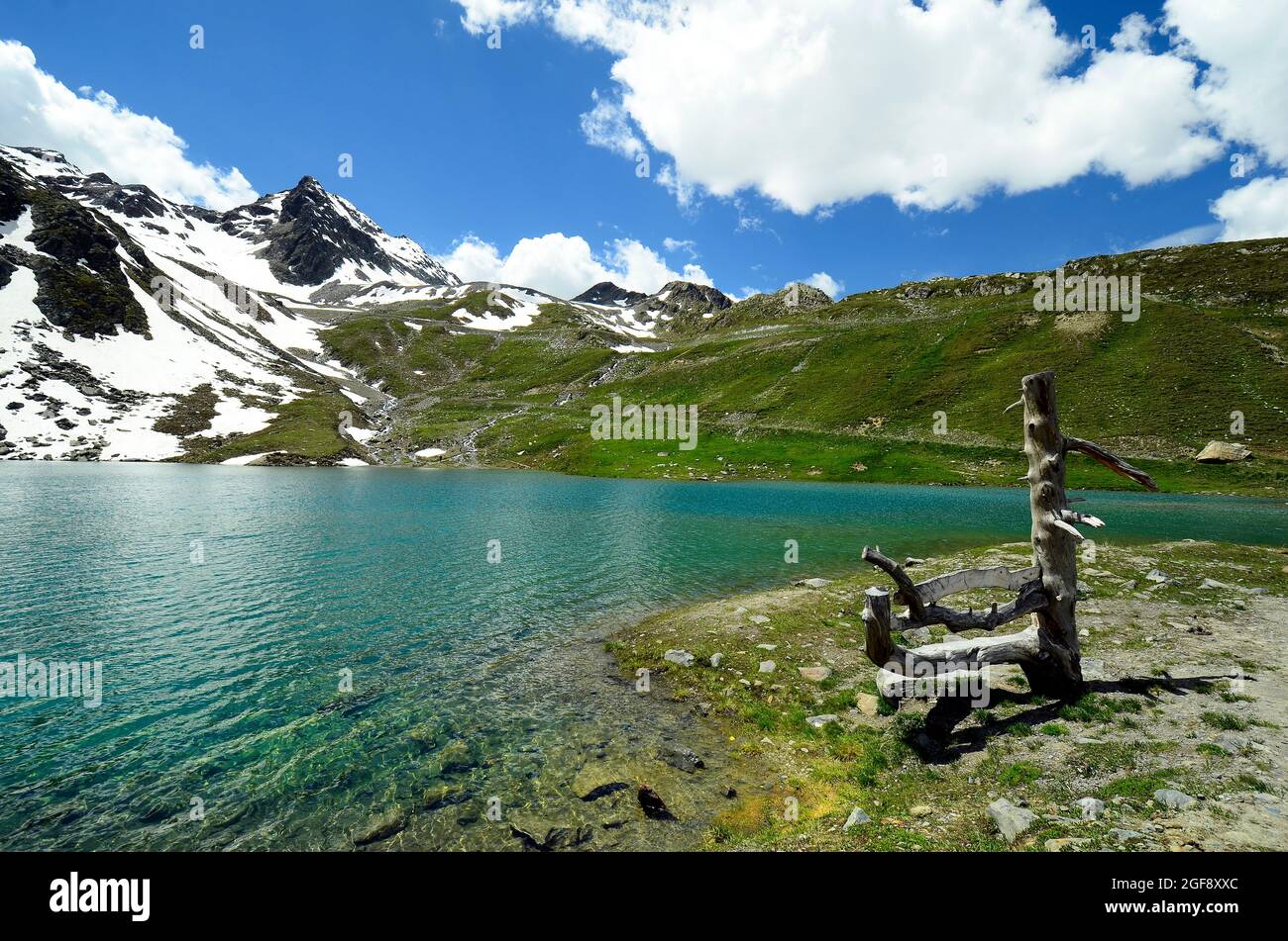 Austria, Tirolo, lago chiamato Weiss-See a Kaunertal, Alpi austriache Foto Stock