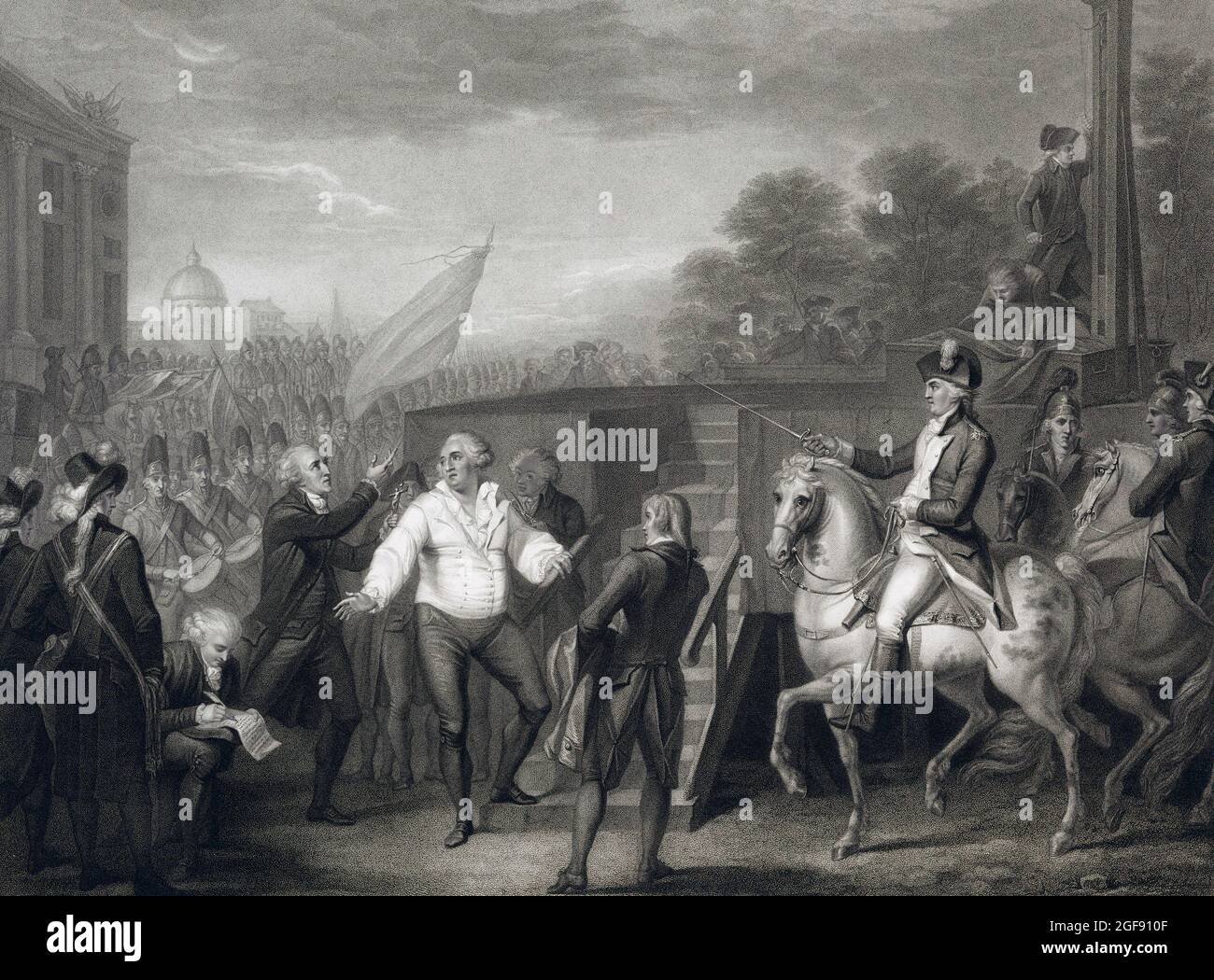 Luigi XVI, re di Francia, che sta per montare il ponteggio per la sua esecuzione, 21 gennaio 1793. Luigi XVI, 1754 - 1793. Dopo un lavoro di Luigi Schiavonetti. Foto Stock