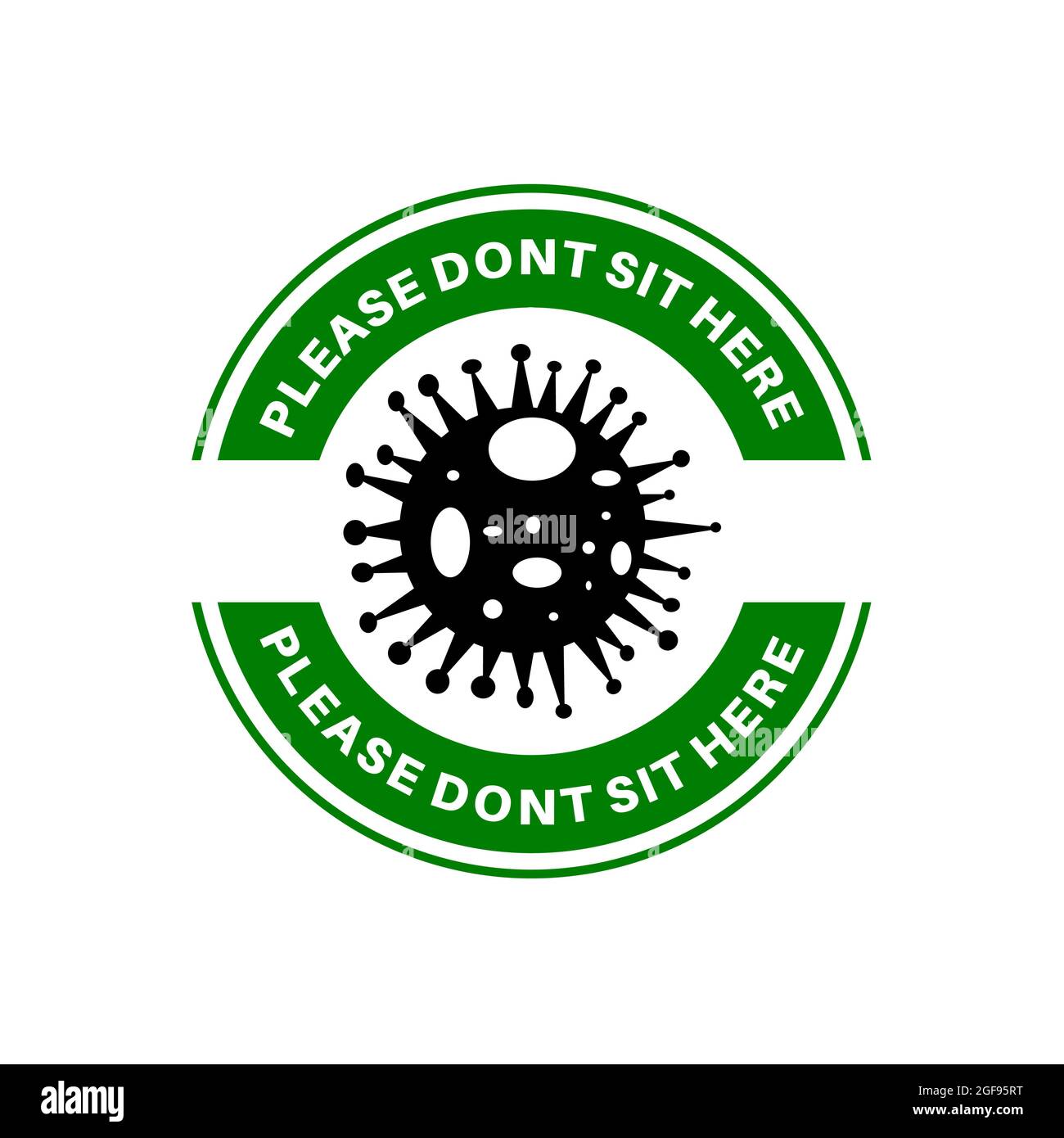 Non sedersi qui corona virus avvertimento. Illustrazione Vettoriale