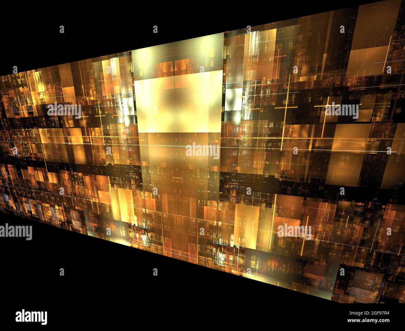 Fractal City Design - strutture grafiche tridimensionali per i temi della tecnologia, della comunicazione Foto Stock