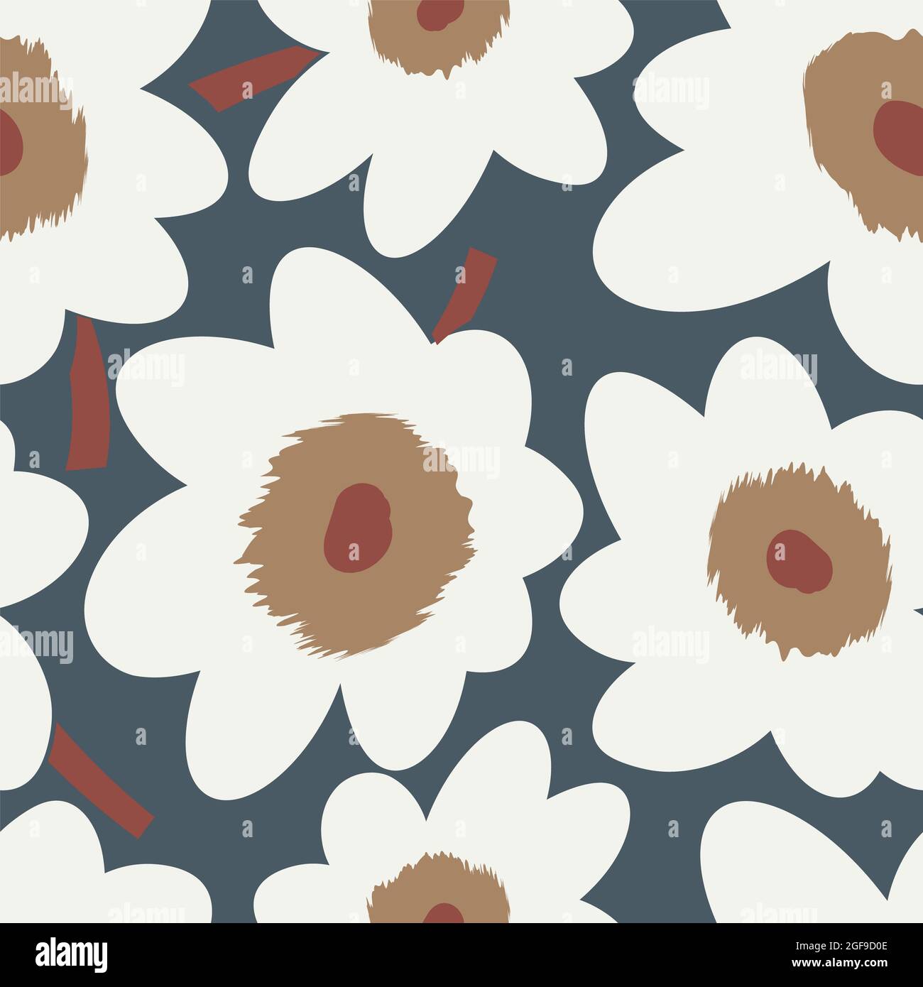 Semplice e senza cuciture motivo carino di grandi fiori bianchi su Navy Background.Endless ornamento floreale con splendidi fiori.sfondo colorato per il tessuto Foto Stock