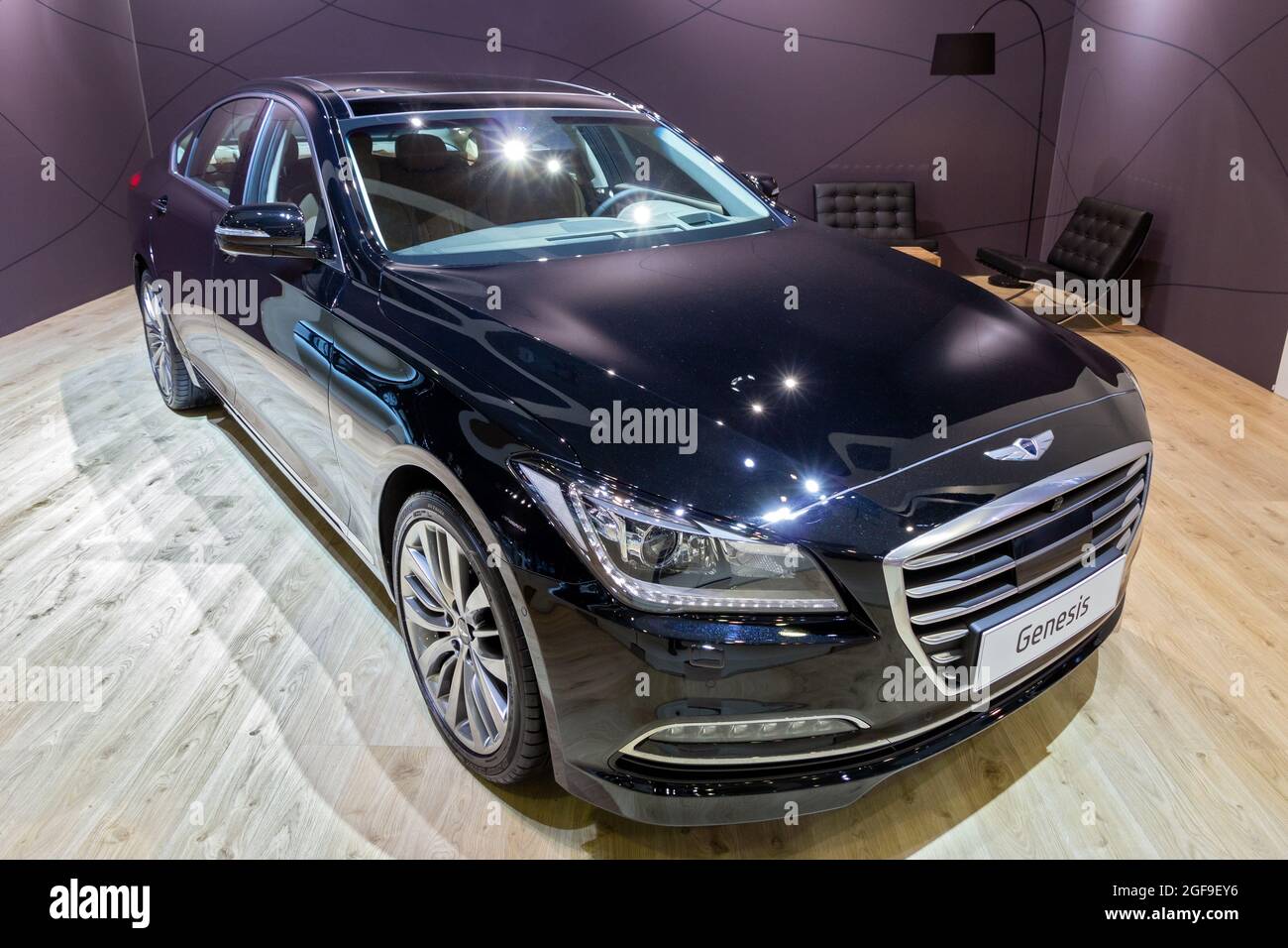Hyundai Genesis in mostra al Salone Autosalon di Bruxelles. Belgio - 12 gennaio 2016 Foto Stock