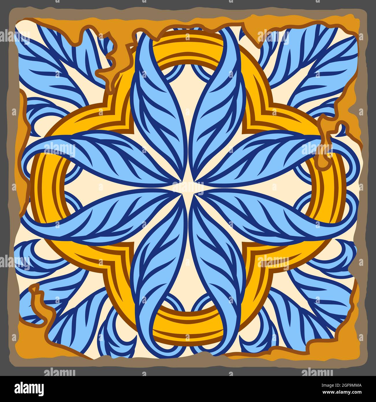 Portoghese azulejo vintage ceramica motivo. Vecchio sfondo grunge con  piastrelle di smalto scheggiate. Ceramica italiana o maiolica spagnola  Immagine e Vettoriale - Alamy