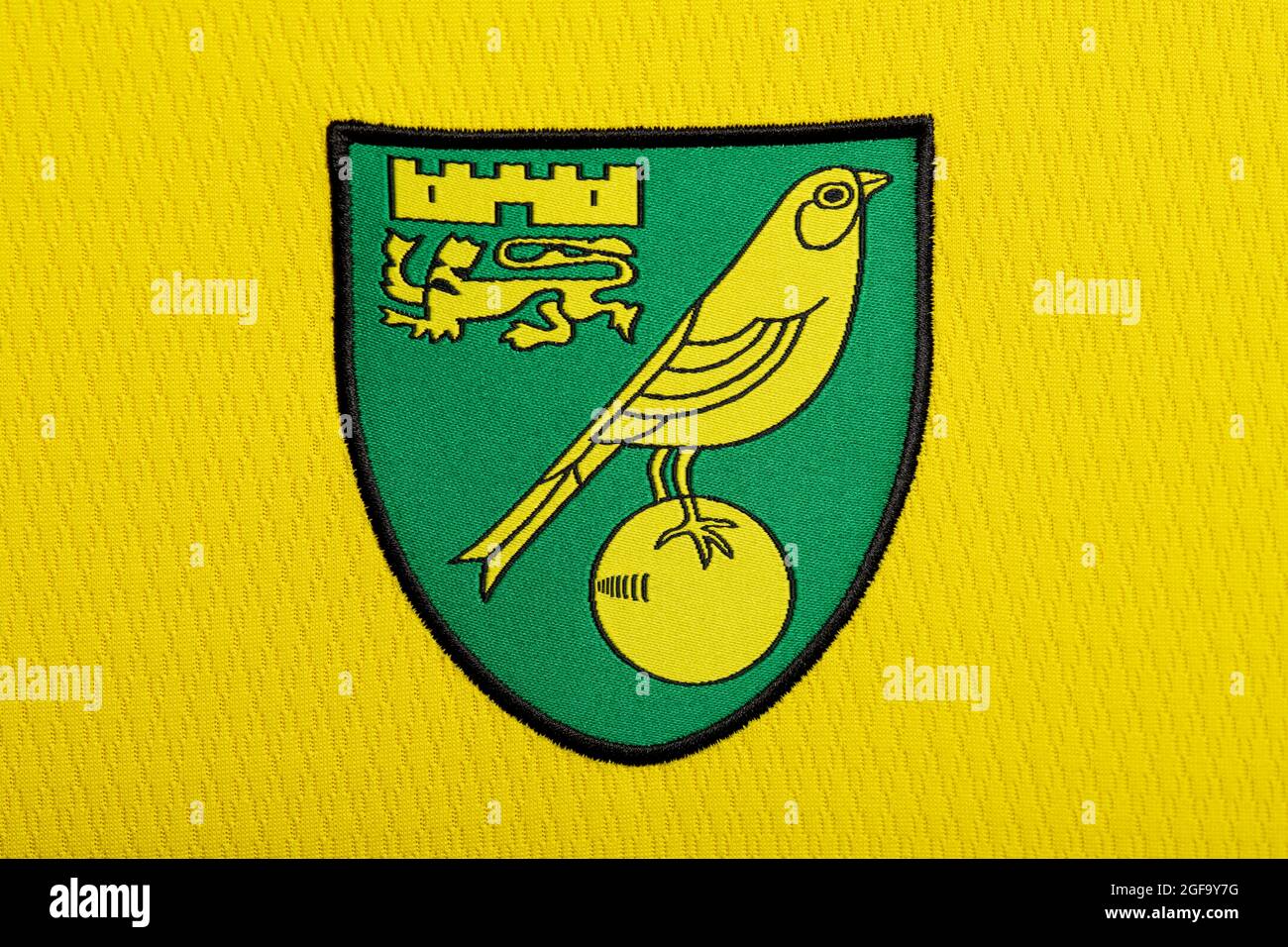 Primo piano del kit Norwich Football Club 2020/21. Foto Stock