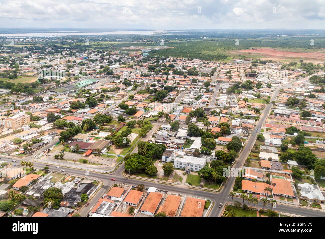 Veduta aerea della periferia di Ciudad Bolivar, Venezuela Foto Stock