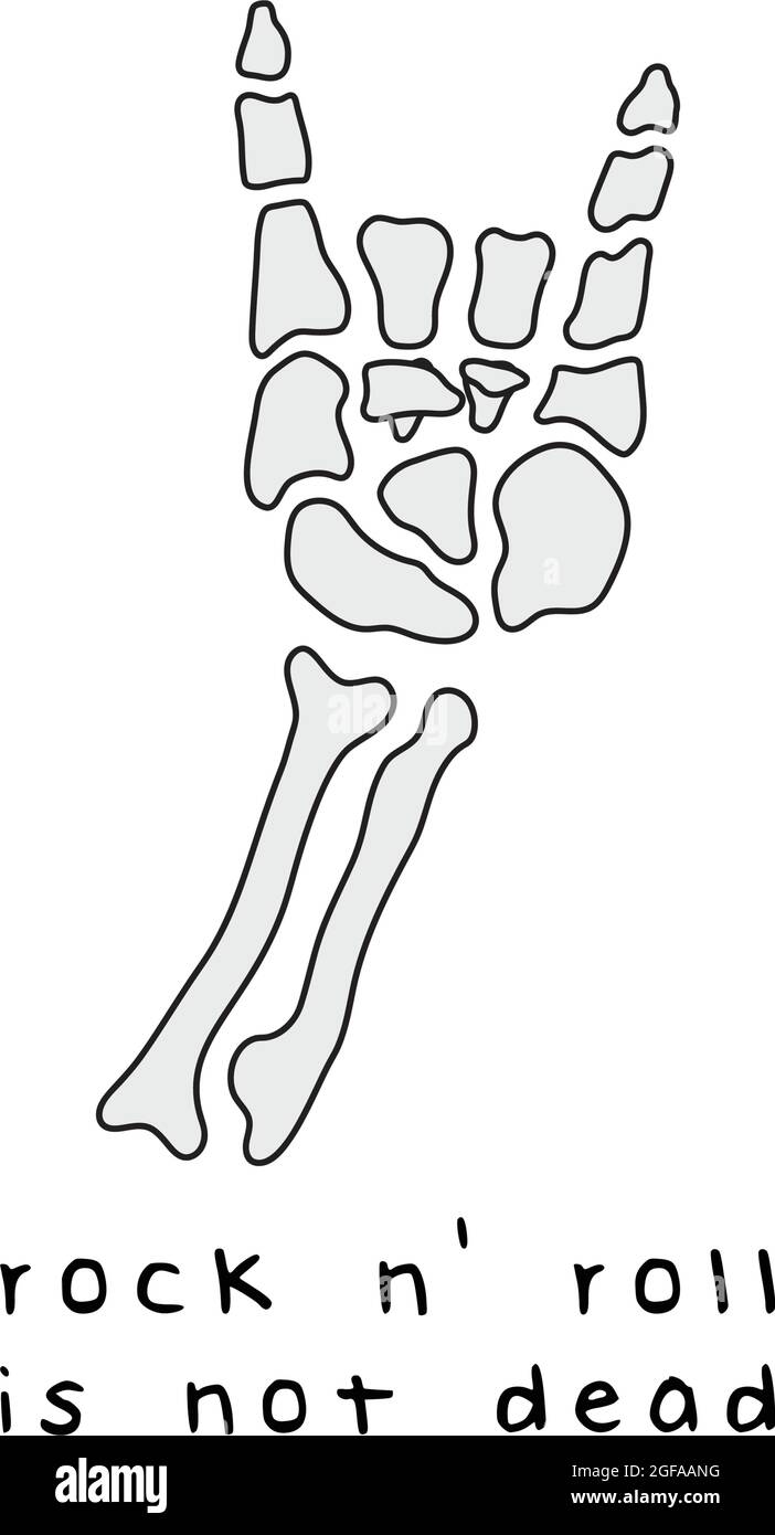 Rock n roll isnt Dead scheletro gesto Illustrazione Vettoriale