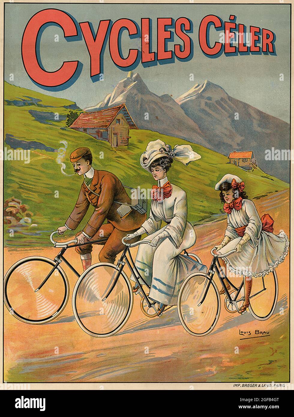 Fare clic sul poster della bicicletta francese d'epoca - Cycles Céler, 1910  Foto stock - Alamy