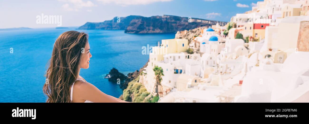 Viaggio lusso Europa vacanza donna banner. Foto Stock