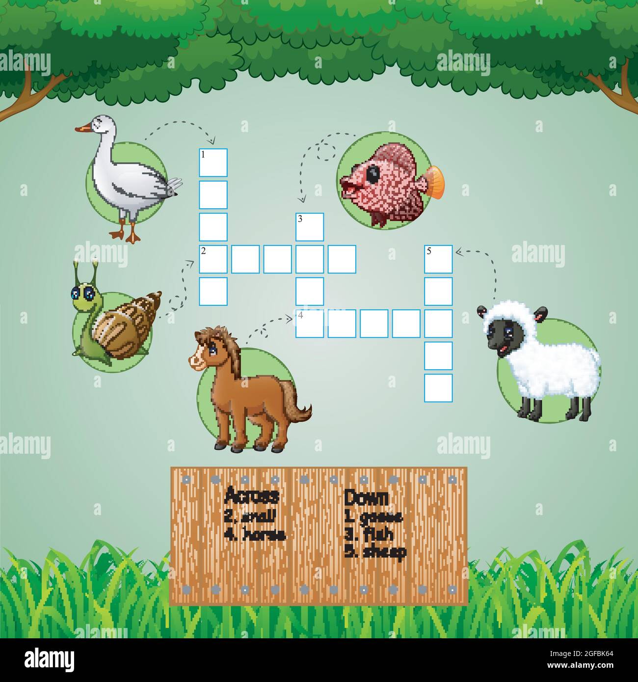 Animali fattoria cruciverba puzzle per giochi per bambini Immagine e  Vettoriale - Alamy