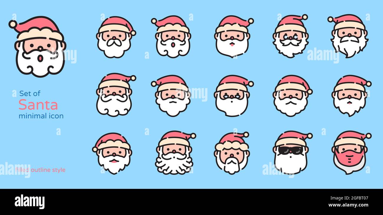 Babbo natale disegno colorato linea icona vettore illustrazione. Pieno e contorno. Illustrazione Vettoriale