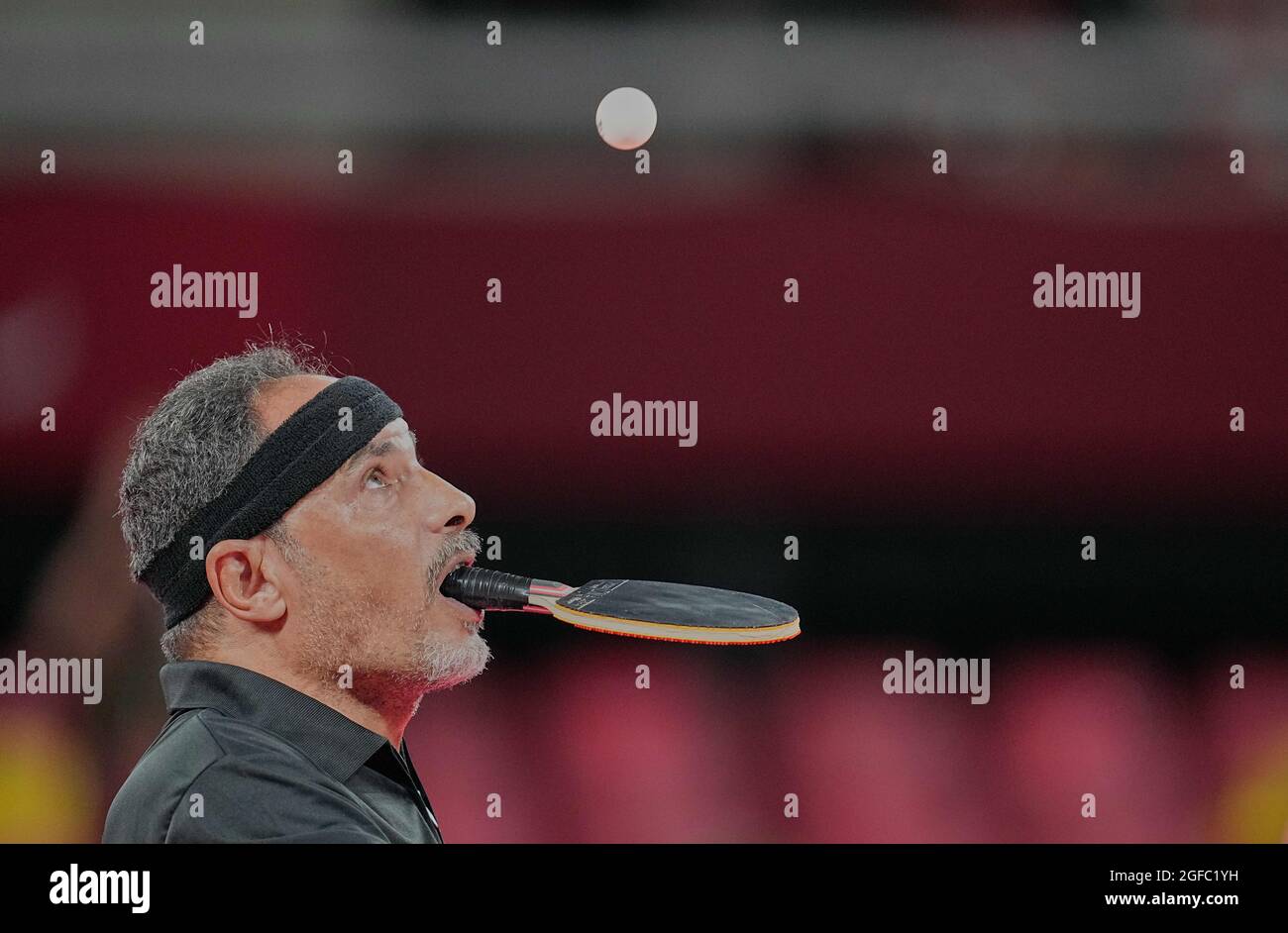 Tokyo, Giappone. 25 agosto 2021: Ibrahim Elhusseiny Hamadtou durante il ping-pong al Tokyo Paraolympics al Tokyo Metropolitan Gymnasium, Tokyo, Giappone. Kim Price/CSM Credit: CAL Sport Media/Alamy Live News Foto Stock