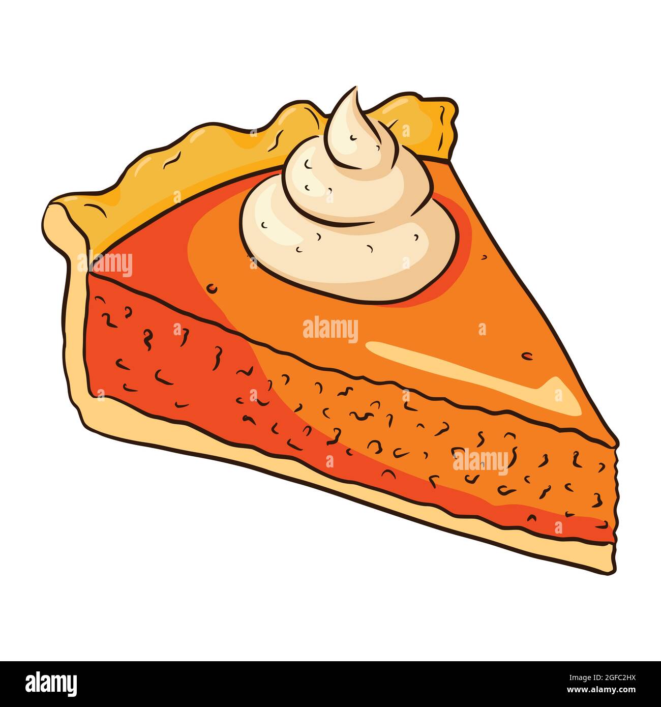 Illustrazione del pezzo di zucca. Thanksgiving Food schizzo di stile cartone animato. Piatto di zucca autunnale per adesivi, invito di Halloween, raccolto, logo, ricetta, menu e biglietti d'auguri decorazione Illustrazione Vettoriale
