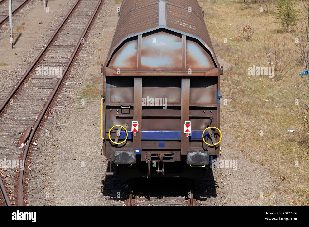 Linea ferroviaria con rotaie e nolo auto, Bremen, Germania, Europa Foto Stock