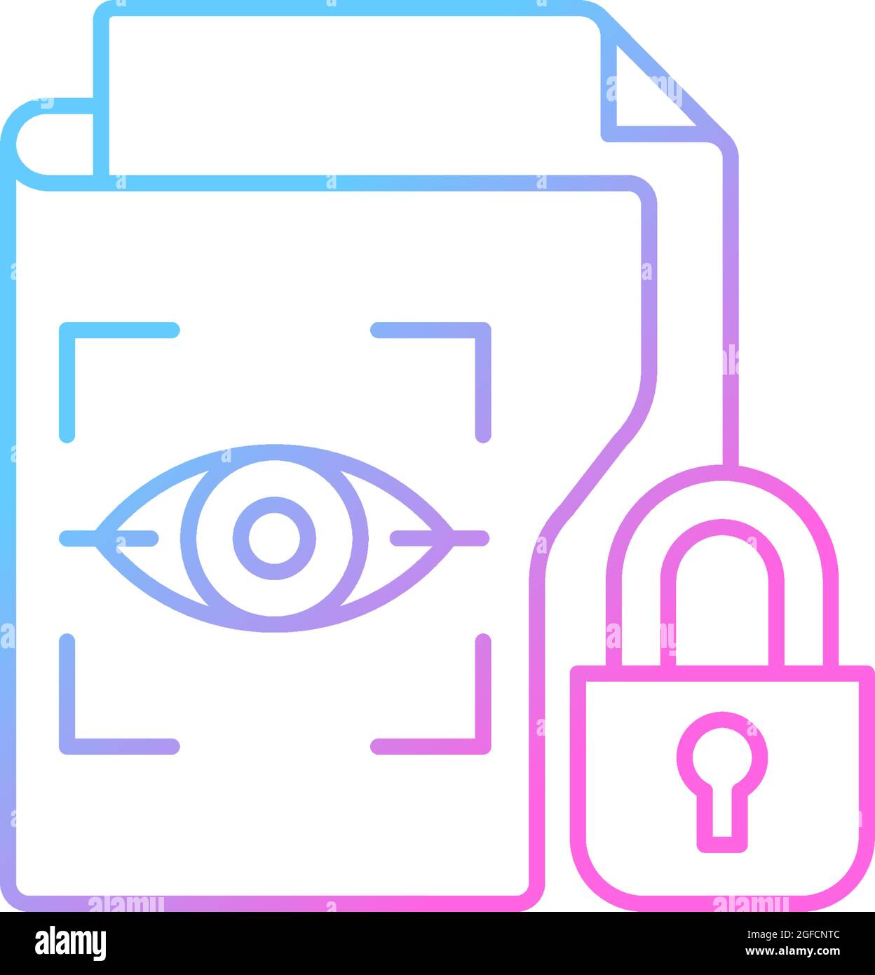 Icona vettore lineare gradiente dati biometrici protetti Illustrazione Vettoriale