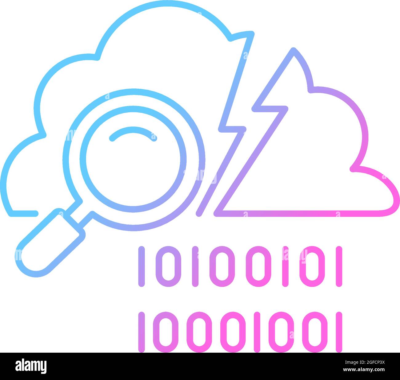 Icona vettore lineare gradiente rilevamento violazione dati Illustrazione Vettoriale