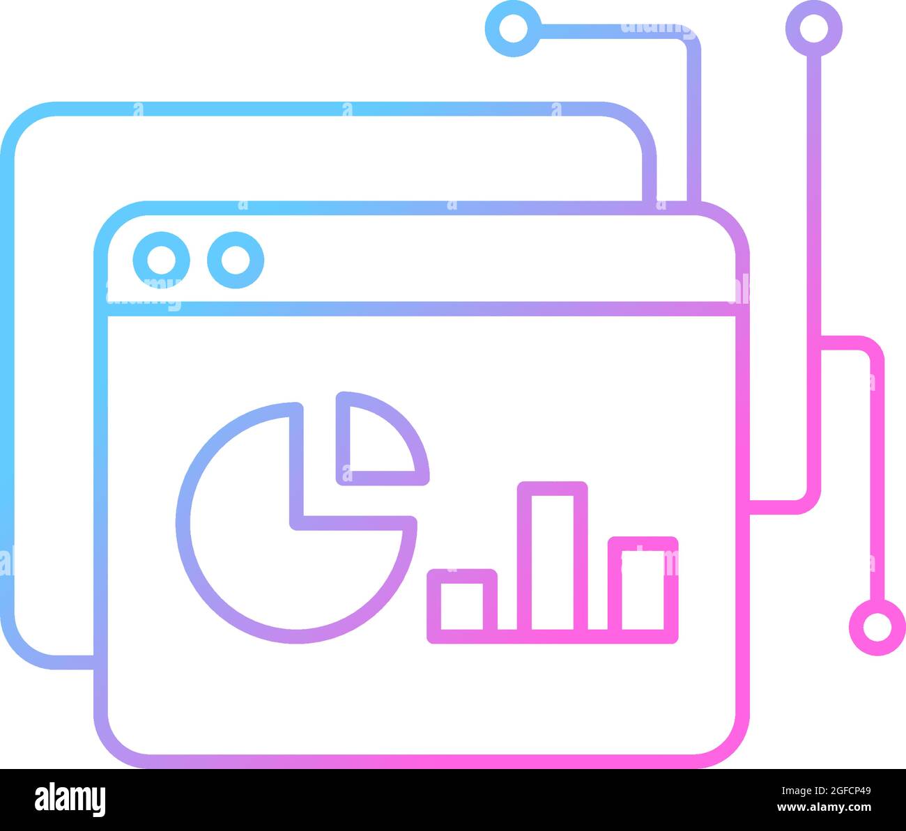 Icona del vettore lineare gradiente della piattaforma di intelligence dati Illustrazione Vettoriale