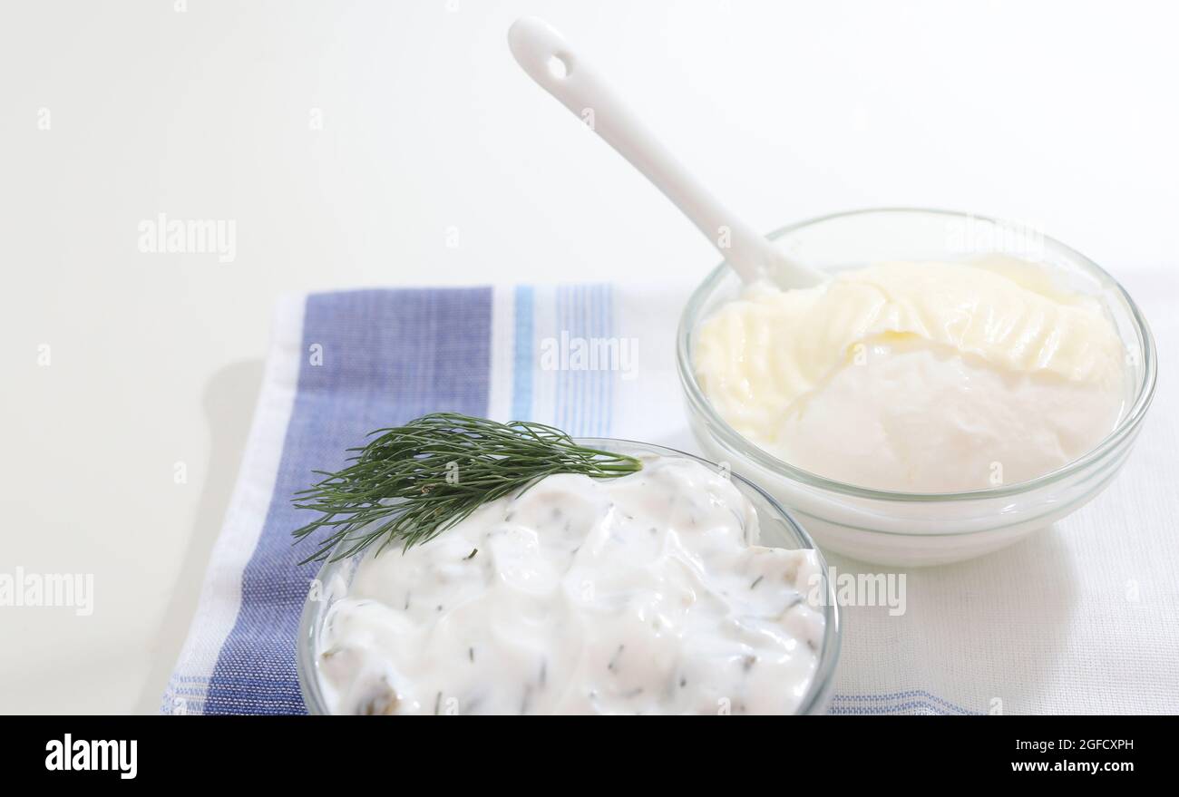 Snezhanka (bianco neve) insalata o Tzatziki, salsa tarator e yogurt Foto Stock
