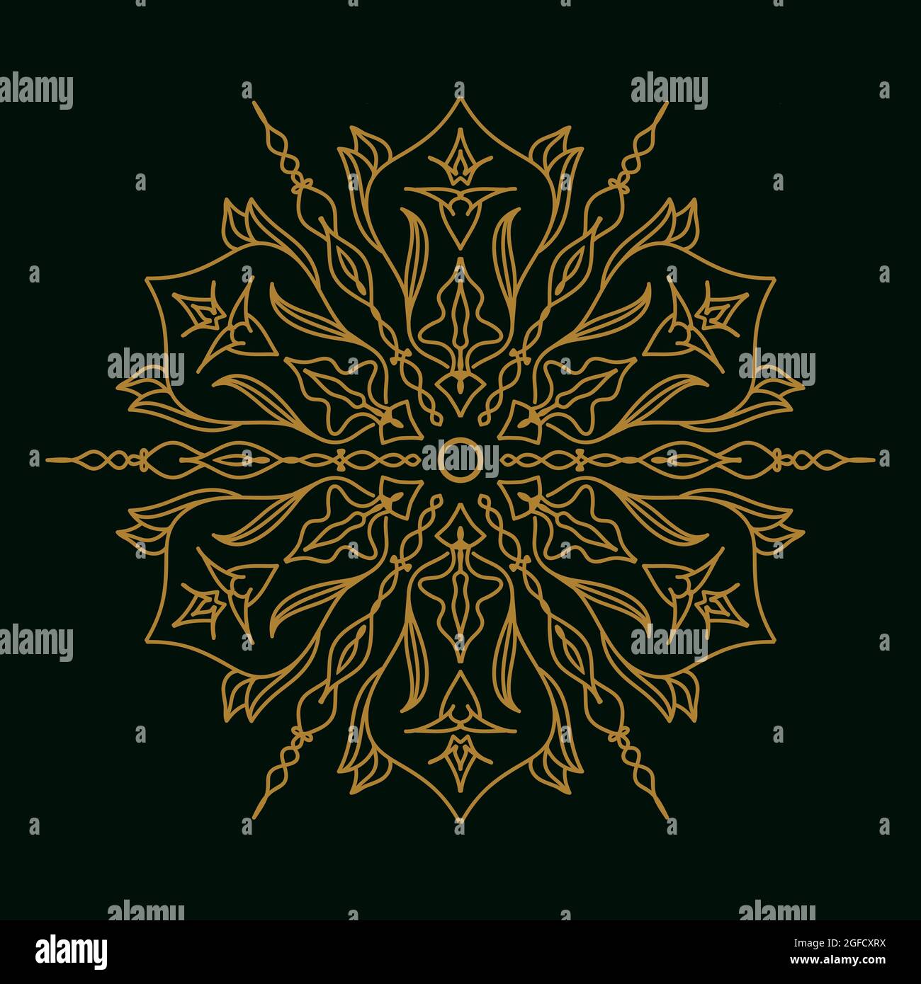 Mandala a gradiente circolare su sfondo scuro. Mandala vettoriale con motivo floreale. Modelli yoga Illustrazione Vettoriale