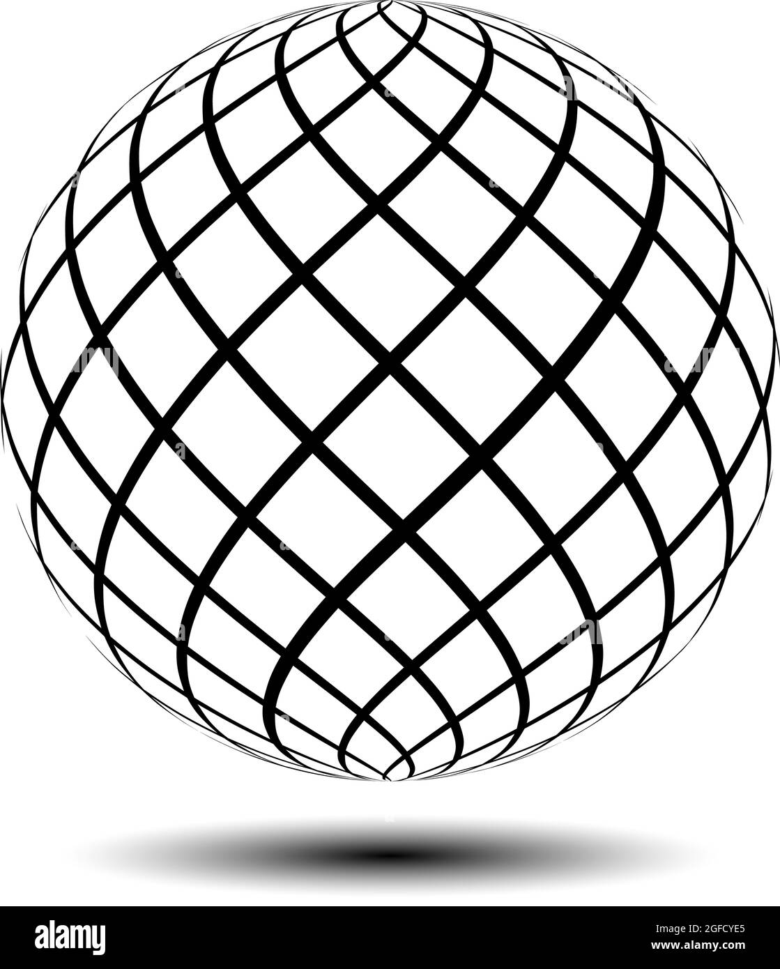 cerchio sferico geometrico, su sfondo nero trasparente, linee uniformi su ogni curva. ideale per il materiale di progettazione Illustrazione Vettoriale