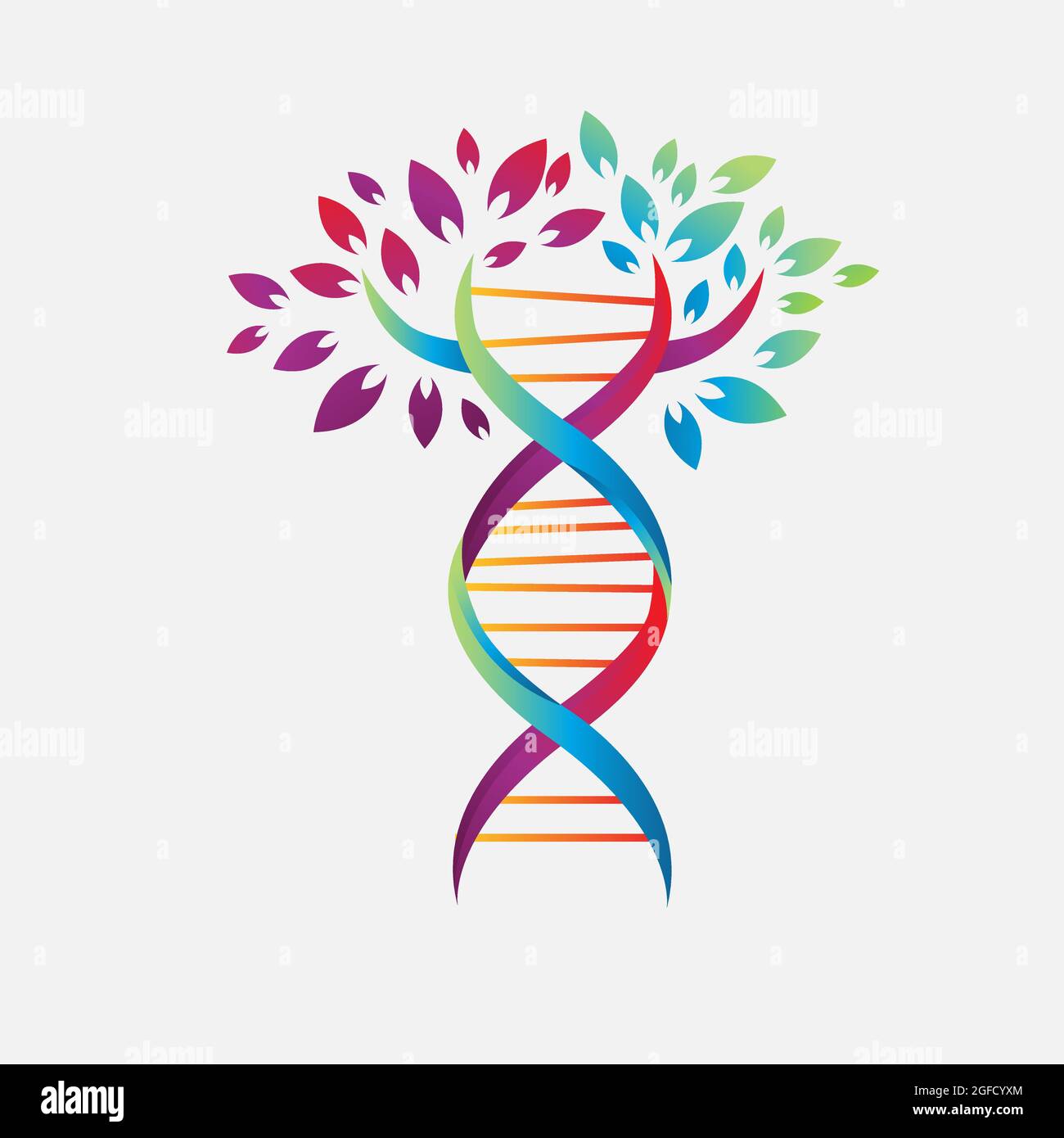 Simbolo medico Helix dna albero logo disegno vettore icona segno semplice natura DNA filamento icona Illustrazione Vettoriale