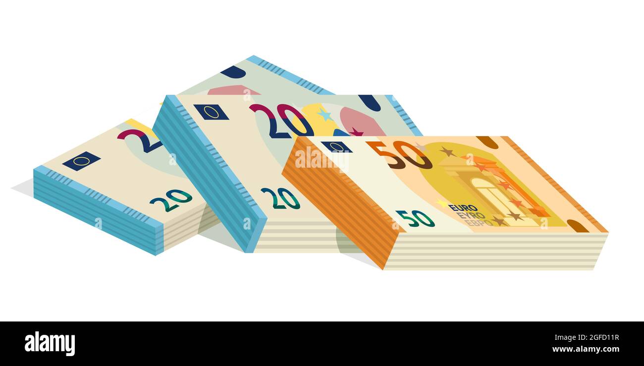 Banconote in euro flat vettoriale illustrazione Illustrazione Vettoriale