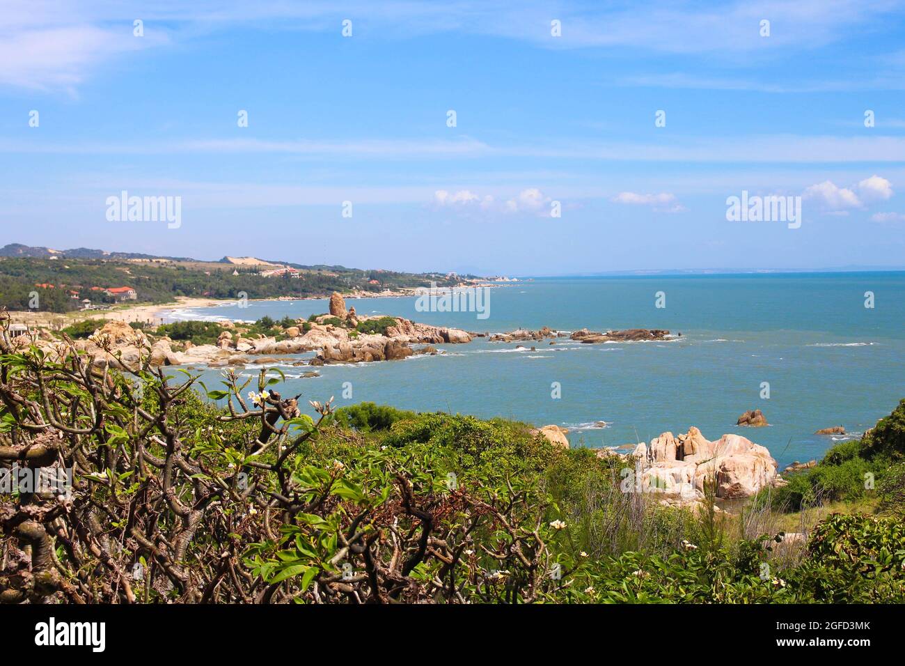 Vista della costa della regione mare a Binh Thuan, Vietnam Foto Stock