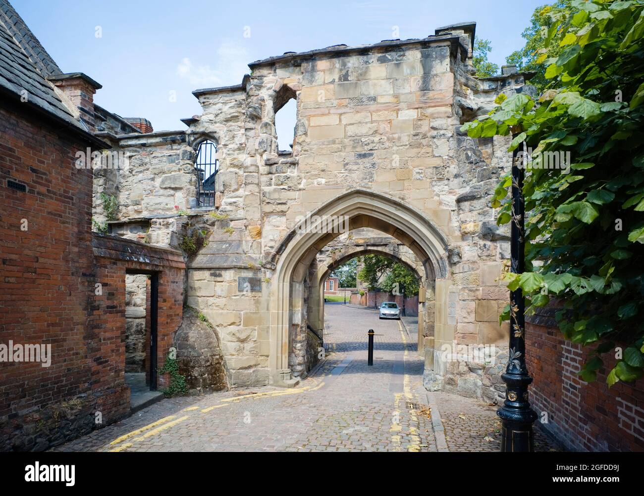 Porta della torretta, Castello Yard, parte delle mura del Castello di Leicester Foto Stock