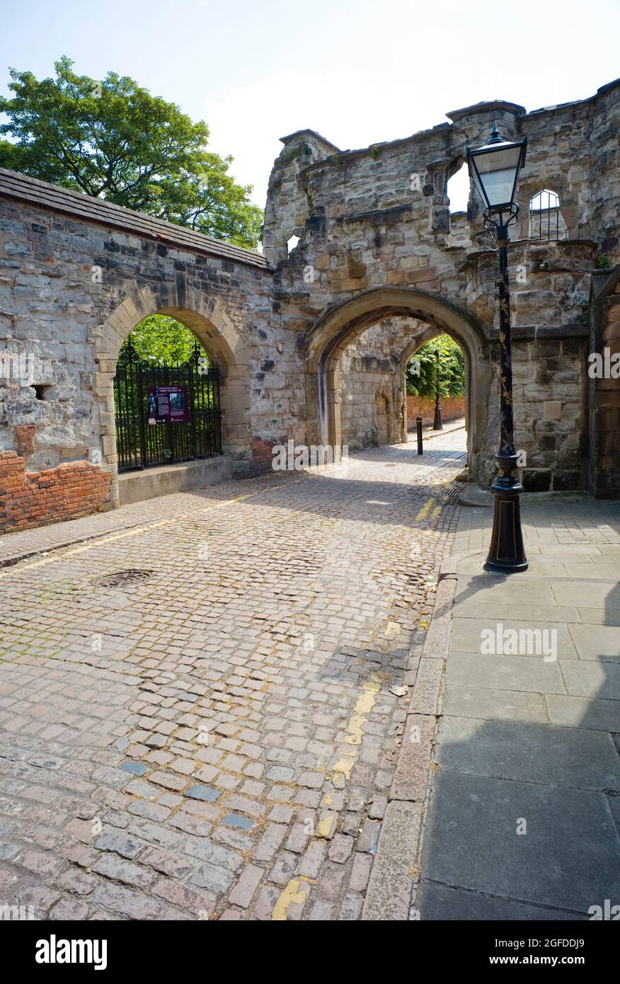 Torretta Gateway parte delle mura del castello di Leicester Foto Stock