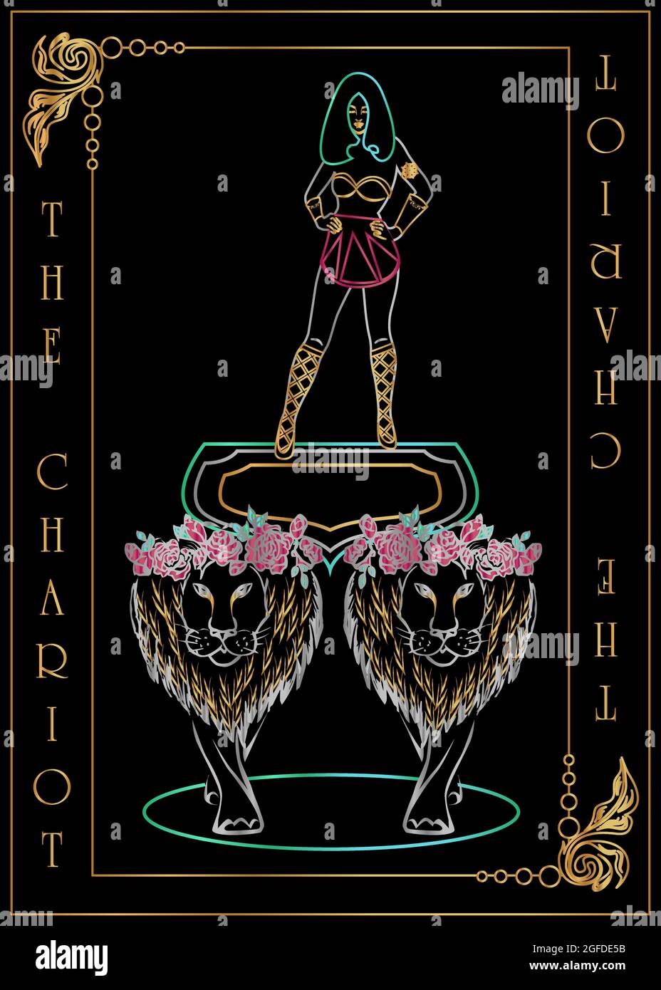 Carta Tarot Chariot Illustrazione Vettoriale