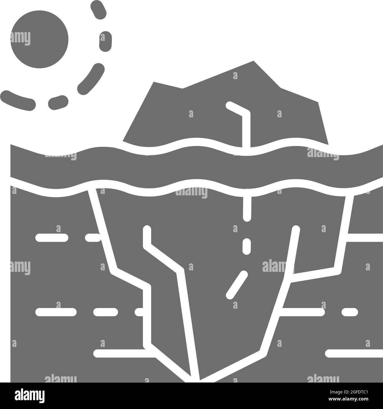 Riscaldamento globale, icona iceberg grigio. Isolato su sfondo bianco Illustrazione Vettoriale