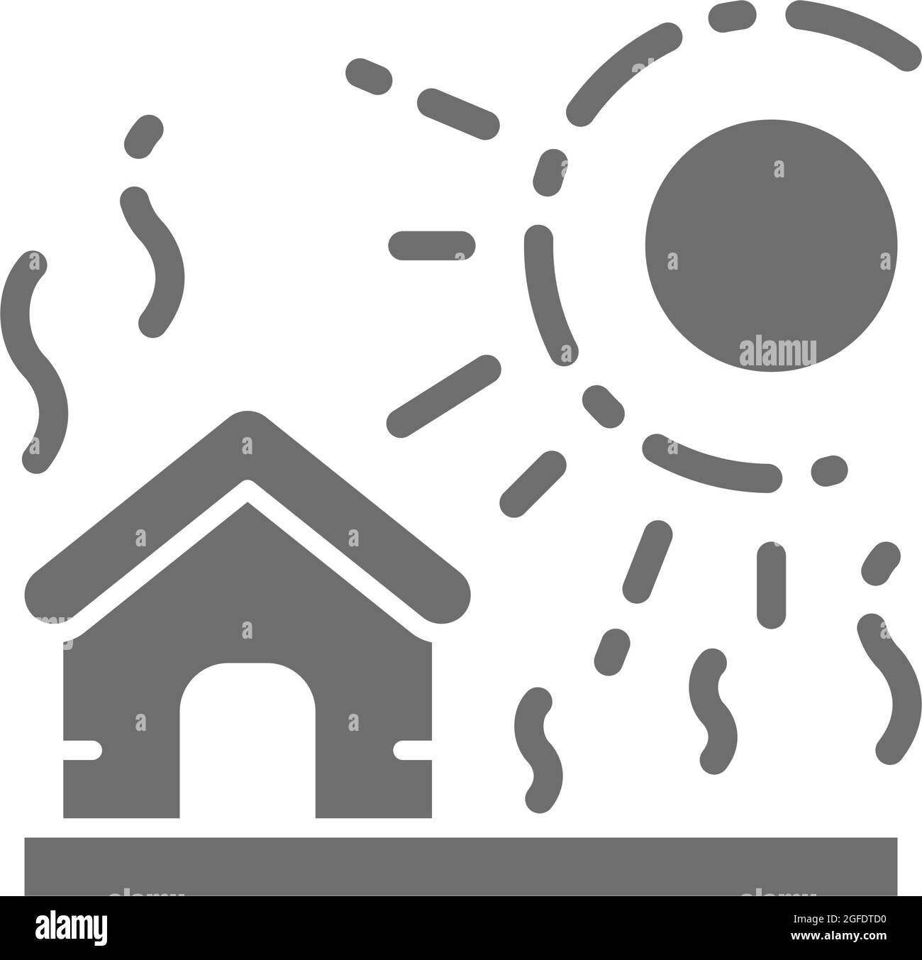 Siccità vettoriale, disastro naturale, icona grigia catastrofe. Illustrazione Vettoriale