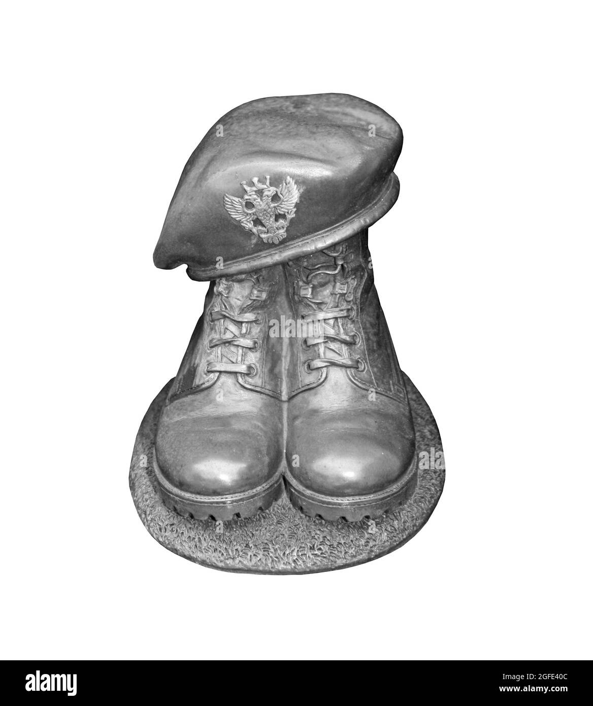 Un Solid Metal Infantry Soldier Graveside Memorial. Foto Stock