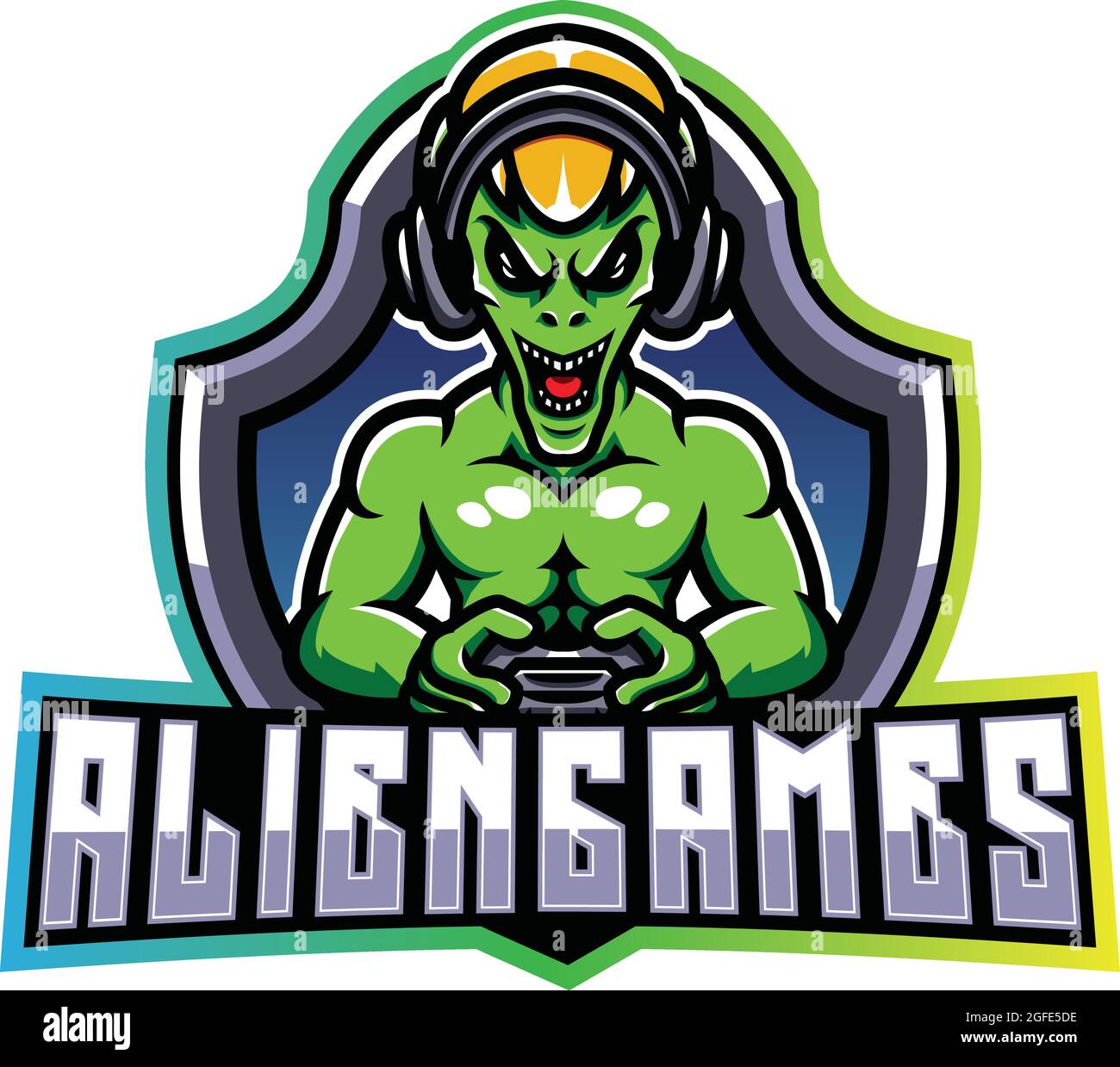 alien esportano gioco mascotte logo vettore Illustrazione Vettoriale