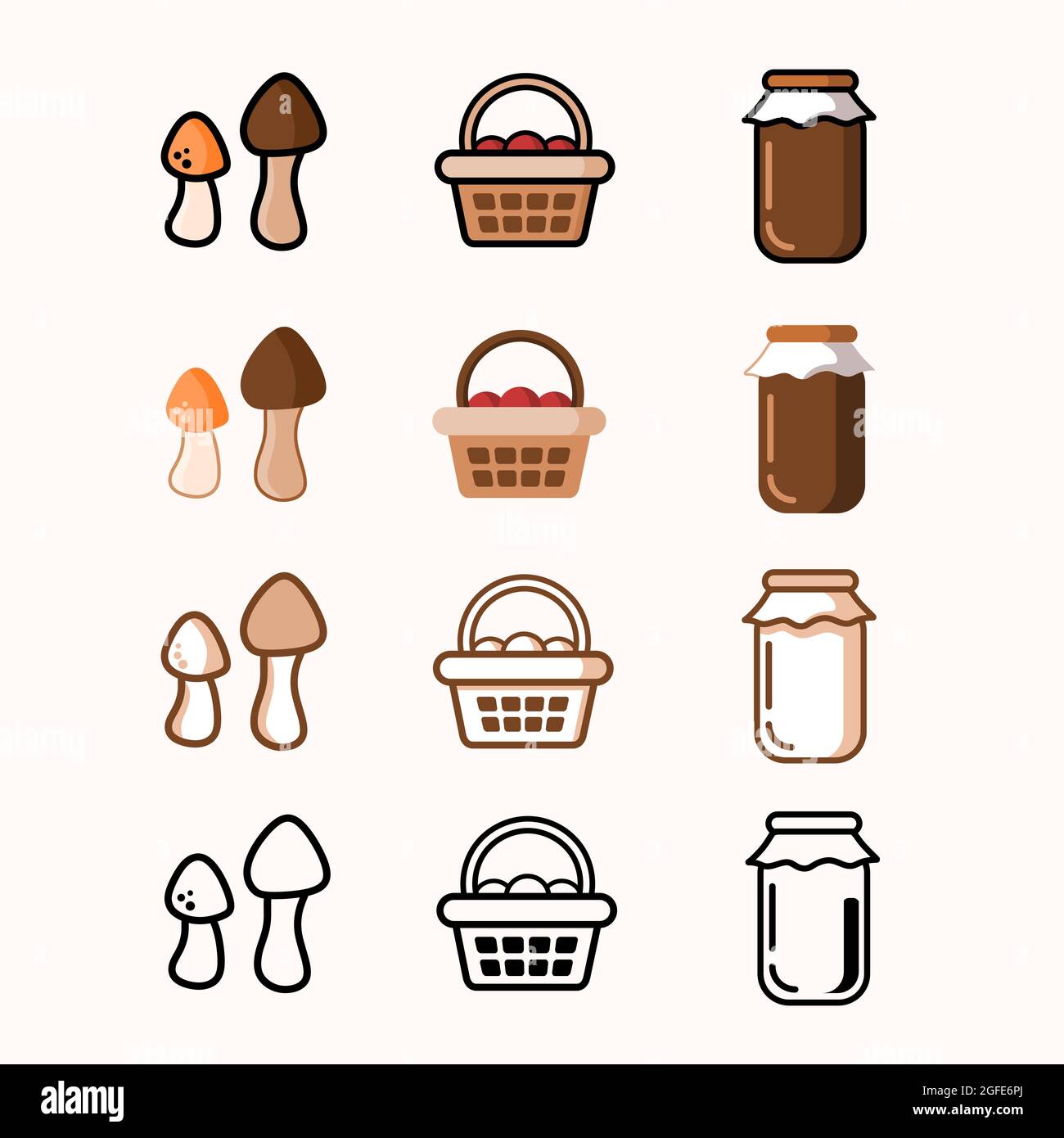 vettore del set di icone autunnali con stile diverso l'immagine aggiuntiva può essere modificata livello per livello Illustrazione Vettoriale