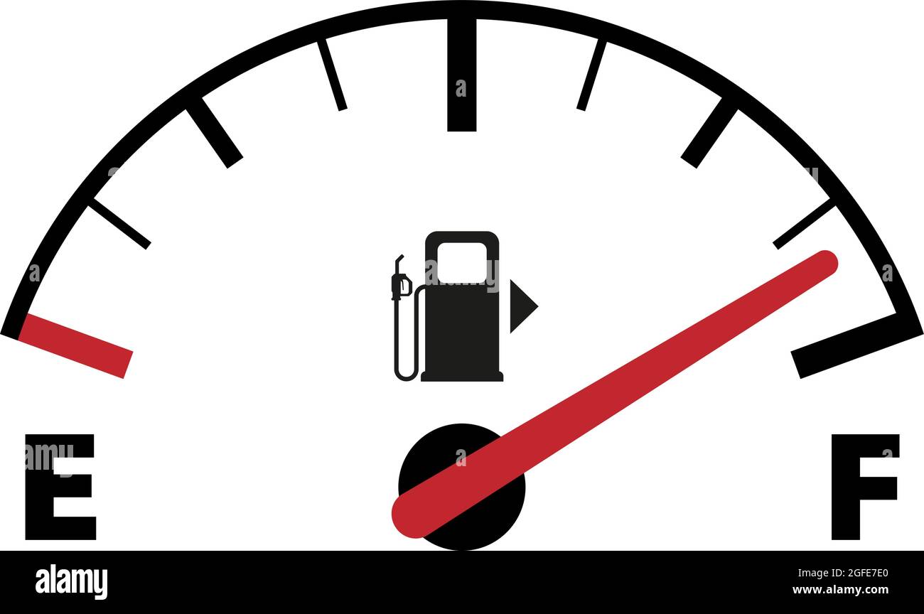 simbolo indicatore livello carburante isolato su sfondo bianco, illustrazione vettoriale Illustrazione Vettoriale