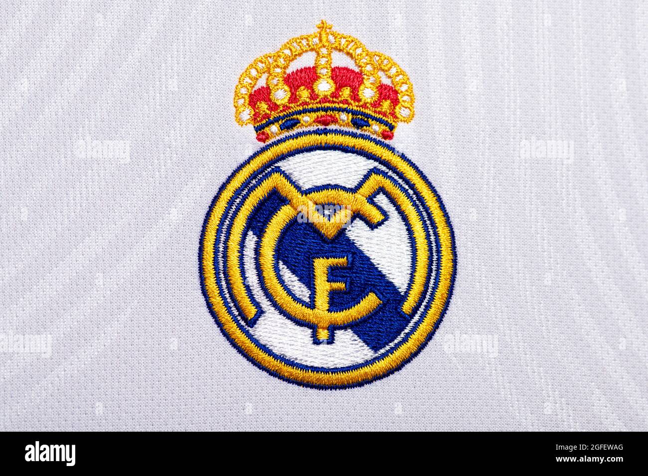 Primo piano del kit Real Madrid 2020/21. Foto Stock
