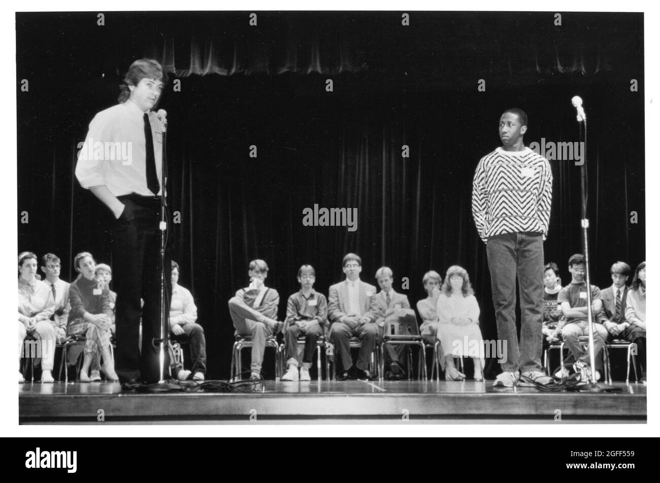 Austin Texas USA, circa 1988: Studenti delle scuole superiori del Texas che partecipano ad un concorso di eventi in corso, Austin Foto Stock