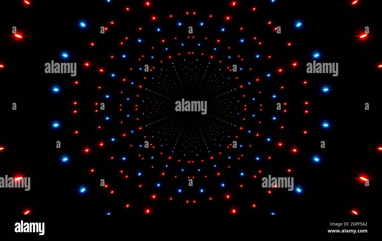 Particelle scintillanti rosse e blu sfondo a luce circolare Foto Stock