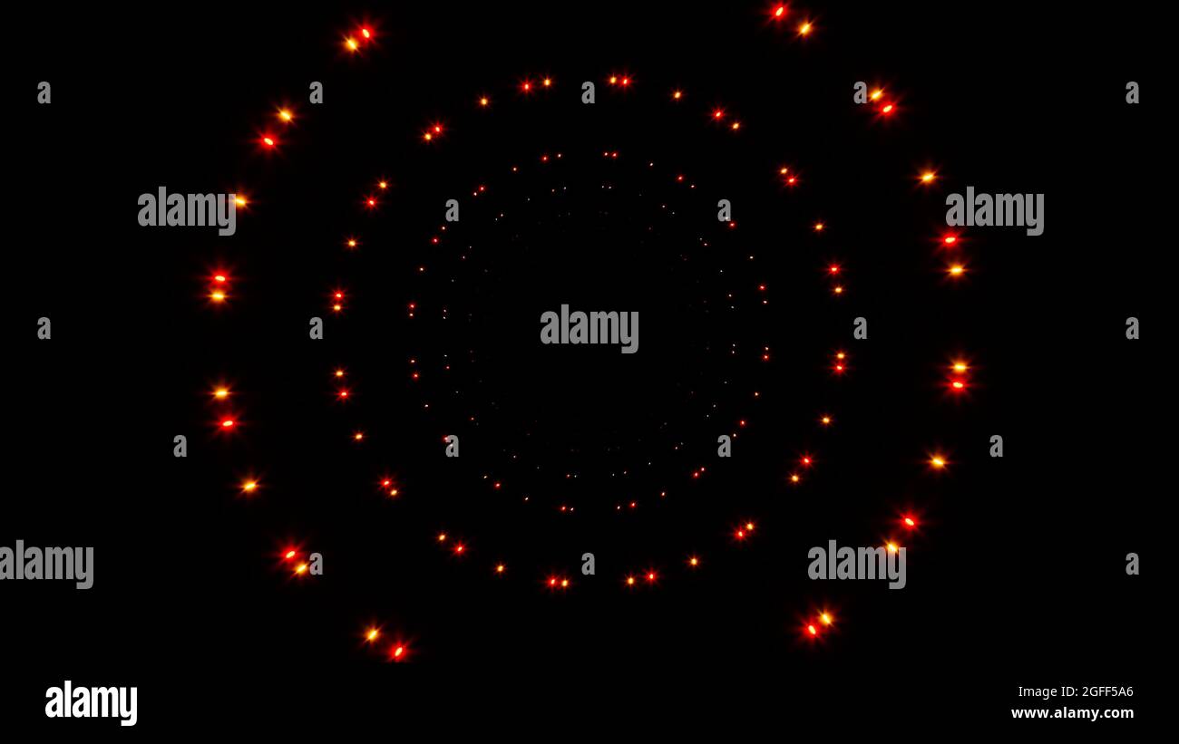 Rosso e giallo cerchio scintillante luci sfondo Foto Stock