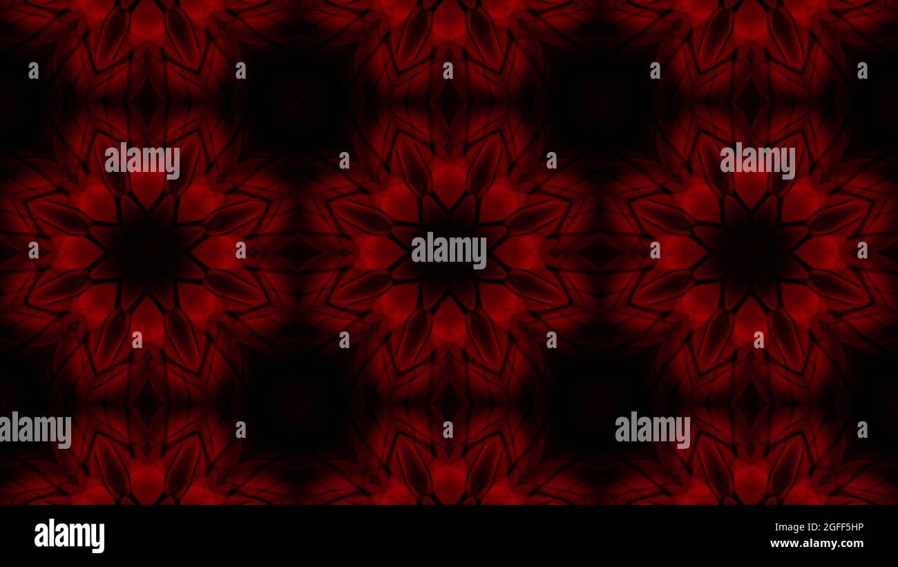 Caleidoscopio rosso floreale in vetro colorato Foto Stock