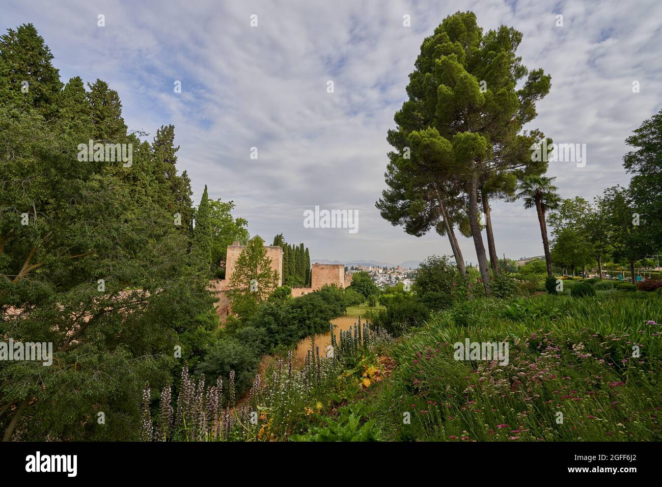 Vista dell'Alhambra a Granada in Spagna Foto Stock